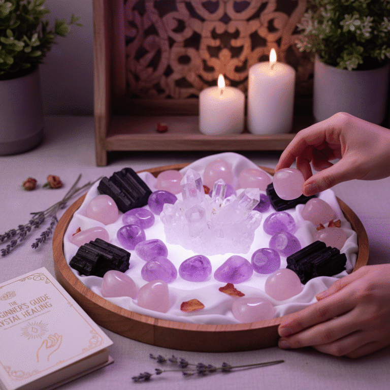 Beginner friendly crystal starter collection - clear quartz amethyst rose quartz black tourmaline...
