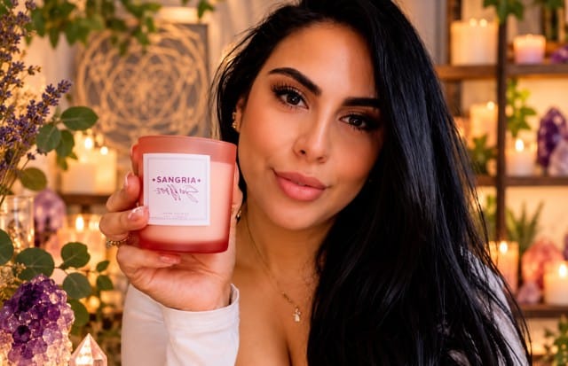 Gabriella with her hand-poured candles