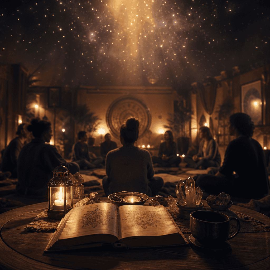 Community circle under candlelight and stars for Free Community Educational Night at Sacred Ground